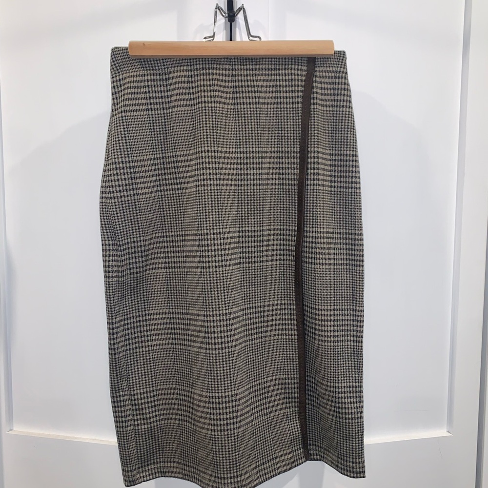 Max Studio Black and White Checkered Pencil Skirt